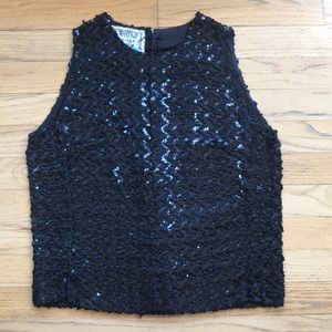 Vintage black sequin crop top